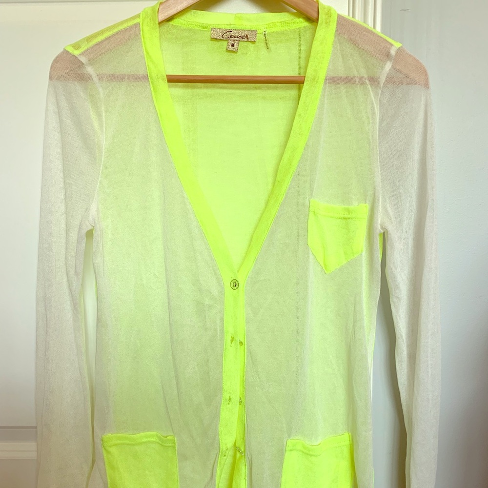 Cardigan - Lightweight/Sheer - White/Yellow/Green